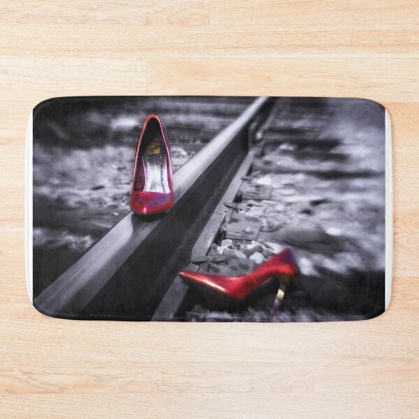 Item preview, Kick Off Your Shoes Red high heel shoes on railroad tracks designed and sold by MarniePatchett.