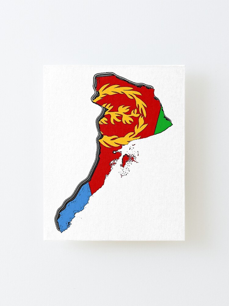 Eritrea Map With Eritrean Flag Mounted Print For Sale By Havocgirl   Ur,mounted Print Canvas Portrait Small Front,wide Portrait,750x1000.1 