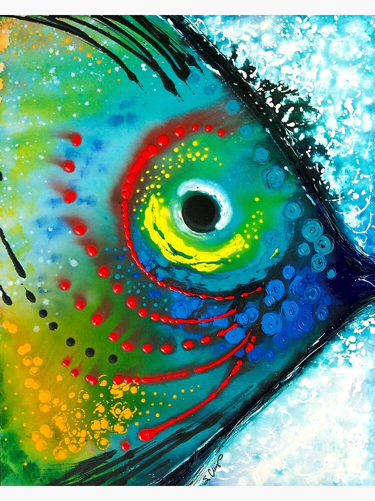 Tableau Poissons Océan – Poster Encadré 30x42cm – Art Moderne Coloré Pour Salon