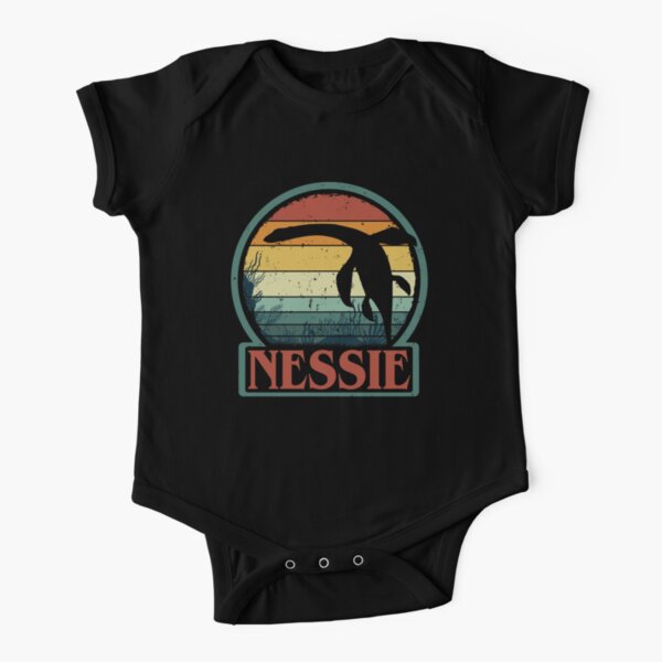 The Loch Ness Monster - Cool Retro Vintage Nessie Art - Original Cryptid Artwork Short Sleeve Baby One-Piece