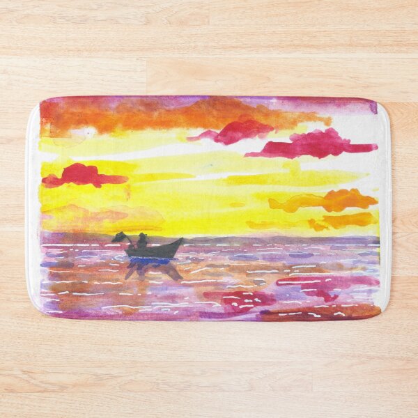 Item preview, Sunset and Boat  Watercolor #2 designed and sold by BreonBliss.