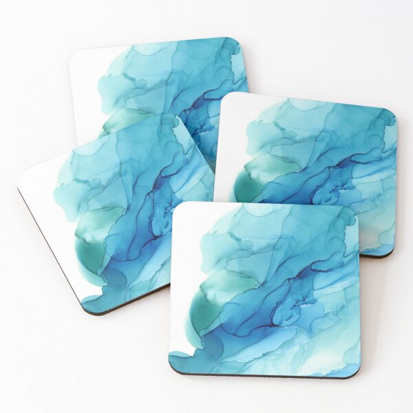 Item preview, Blue Emerald Water Ombre Abstract Ink designed and sold by Olga Shvartsur.