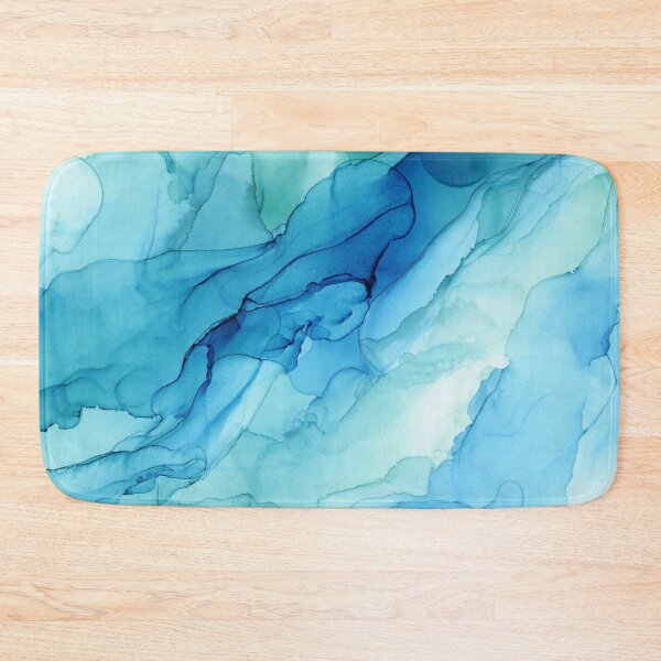 Item preview, Blue Emerald Water Ombre Abstract Ink designed and sold by Olga Shvartsur.