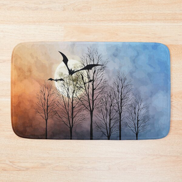 Item preview, Midnight with a full moon and bats designed and sold by harietteh.