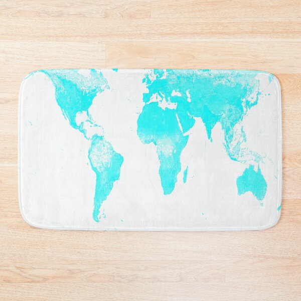 Item preview, World Map Aqua Blue designed and sold by 2sweetsDesign.
