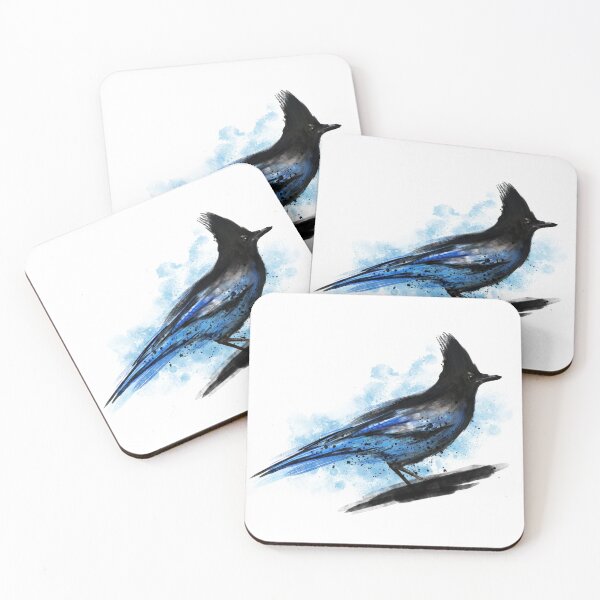 Item preview, Dramabite Watercolour stellar blue jay bird artistic artsy animal painting designed and sold by dramabite.