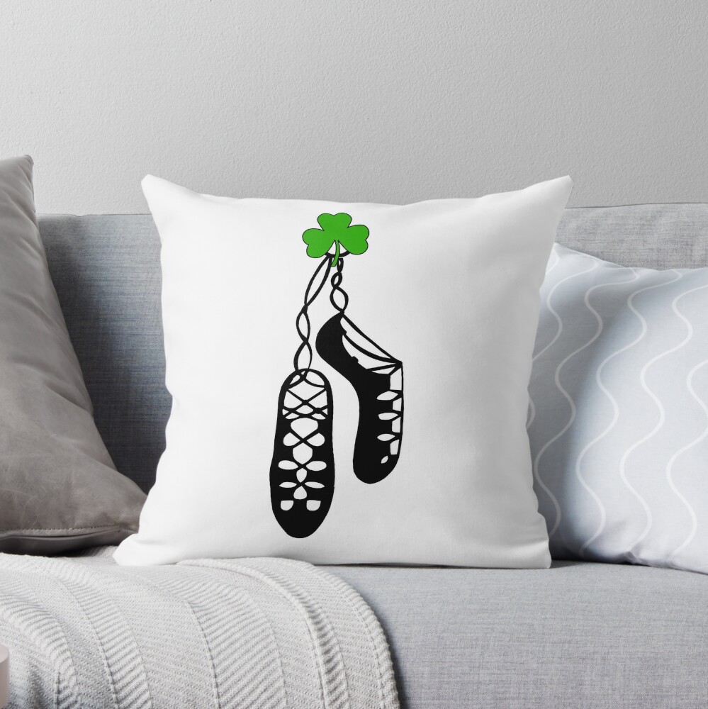 Hanging Irish dance soft shoes with shamrock Greeting Card for