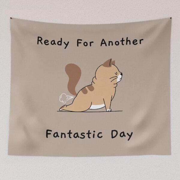 Item preview, Gato haciendo gimnasia y pedos. Pero está listo para otro día fantástico. designed and sold by PrintPit.