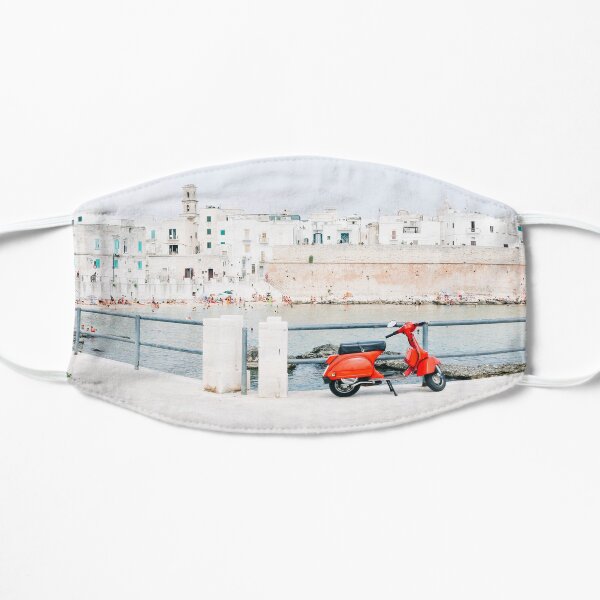 Italy - Red Vespa Monopoli Puglia Italy Mask Flat Mask