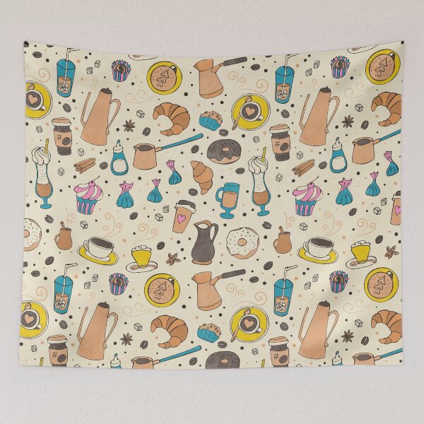 Item preview, Coffee outline seamless pattern designed and sold by Lidiebug.