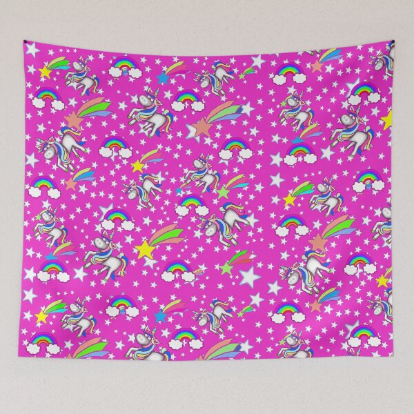 Item preview, Pink Pattern With Unicorns Rainbows And Shooting Stars designed and sold by jaggerstudios.