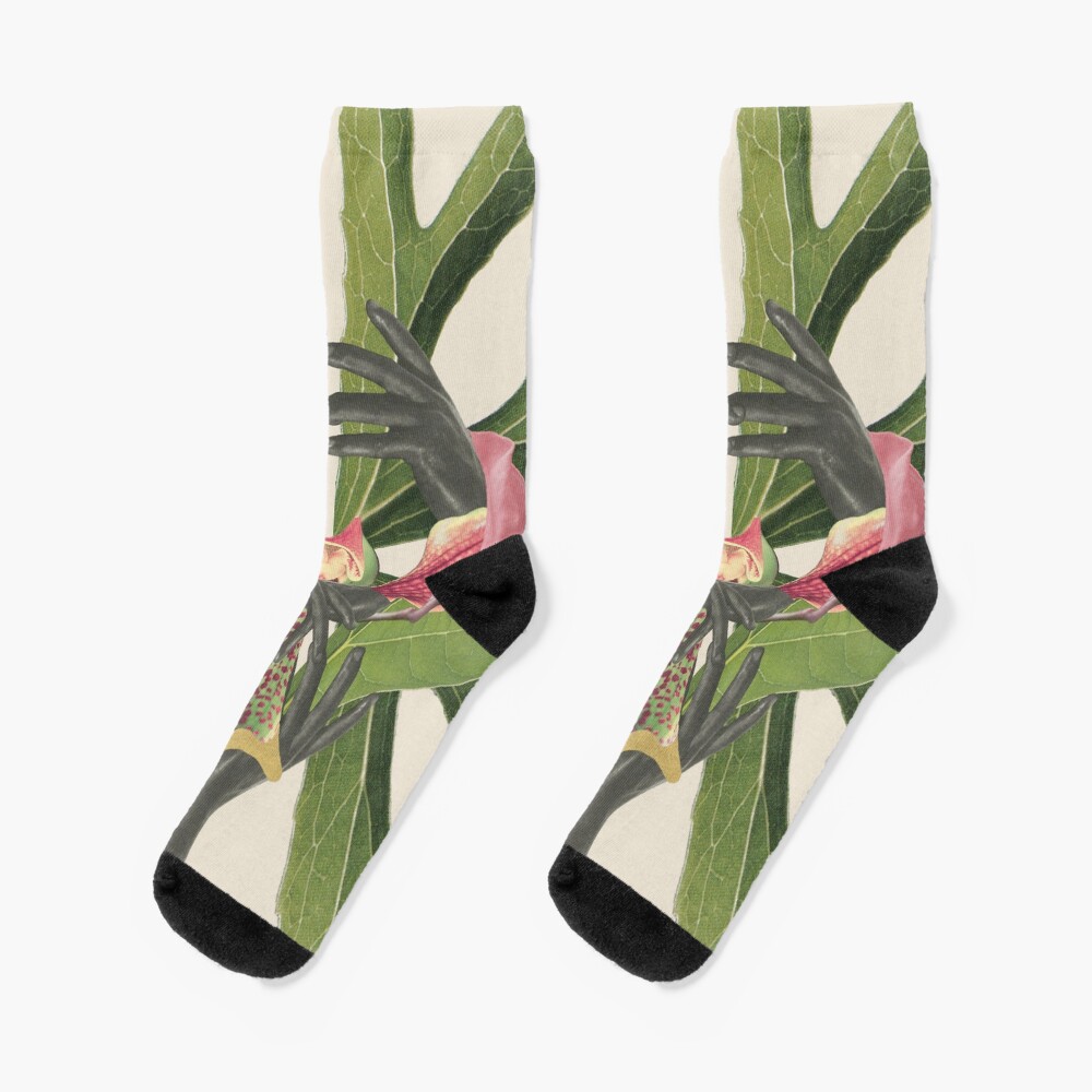 Flower of Birth - collage art, nature Socks