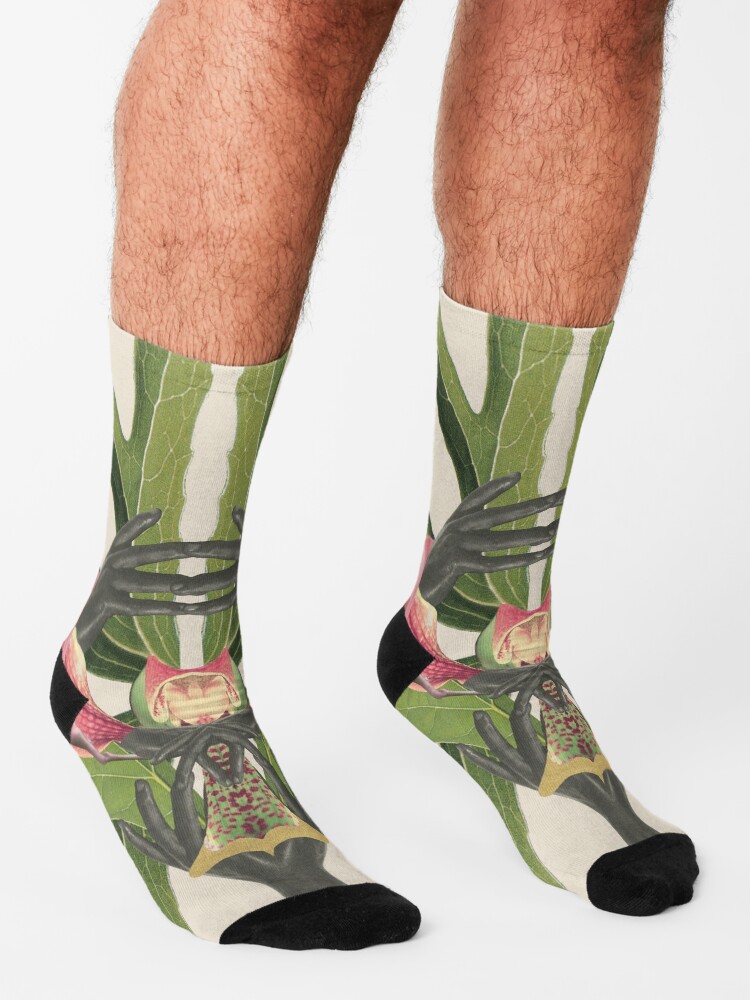 Alternate view of Flower of Birth - collage art, nature Socks