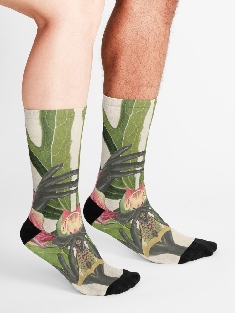 Alternate view of Flower of Birth - collage art, nature Socks