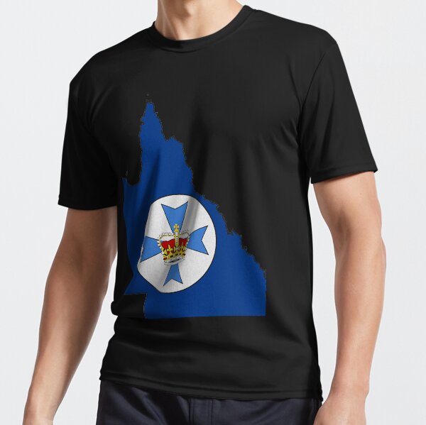 Queensland Australia Map With Flag Active T-Shirt