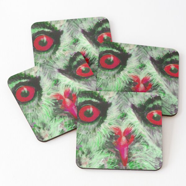 Item preview, Green and Red Owl designed and sold by carolineskinnerart.