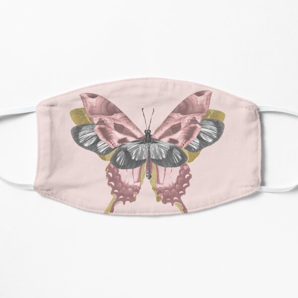Pink Butterfly - nature, collage Flat Mask