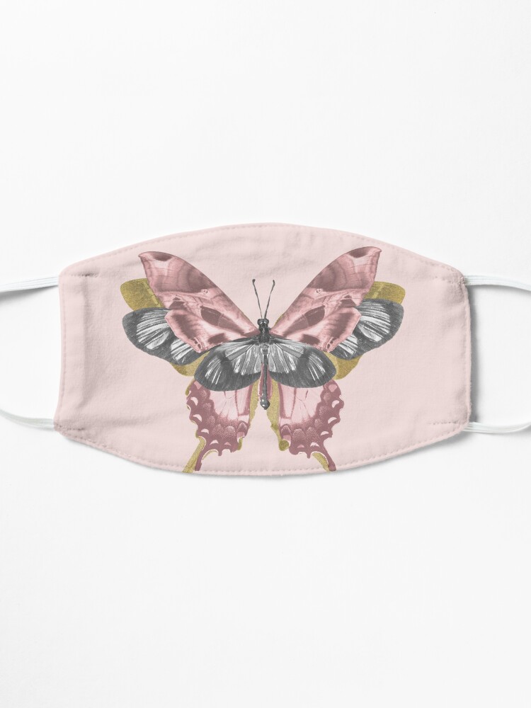 Alternate view of Pink Butterfly - nature, collage Mask