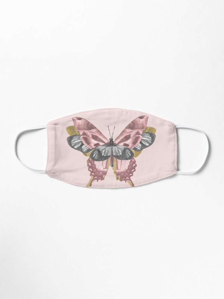Alternate view of Pink Butterfly - nature, collage Mask