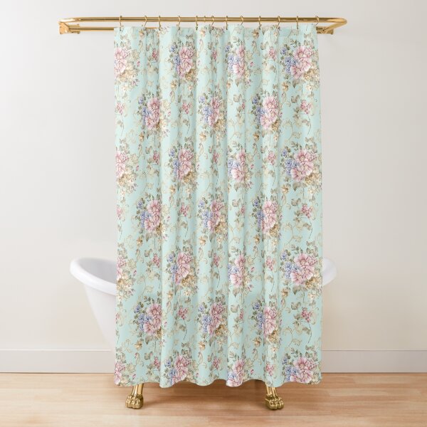 Shabby Chic Pink Floral Vintage Farmhouse Style Pattern Shower Curtain