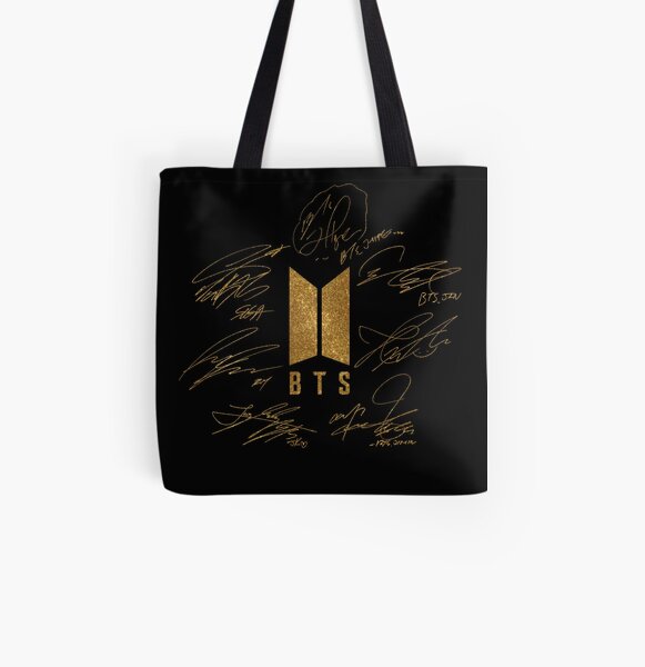 BTS - Logo avec nouvelles signatures 2020 (or) Tote bag doublé