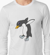 Christmas Penguin with Blue & Silver Ice Skates Long Sleeve T-Shirt