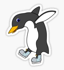 Christmas Penguin with Blue & Silver Ice Skates Sticker