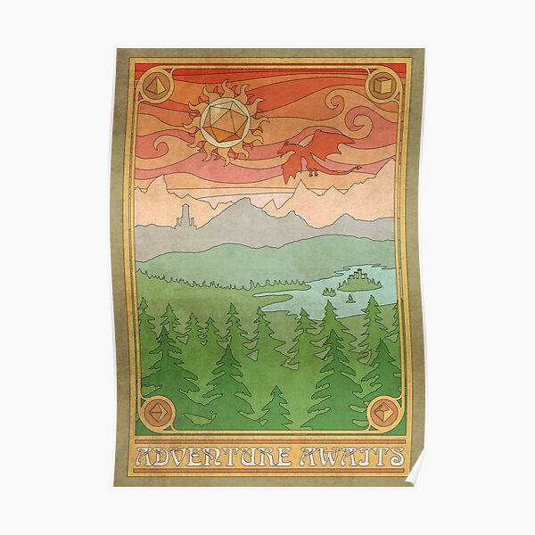 Adventure Awaits Fantasy Art Nouveau Poster Poster