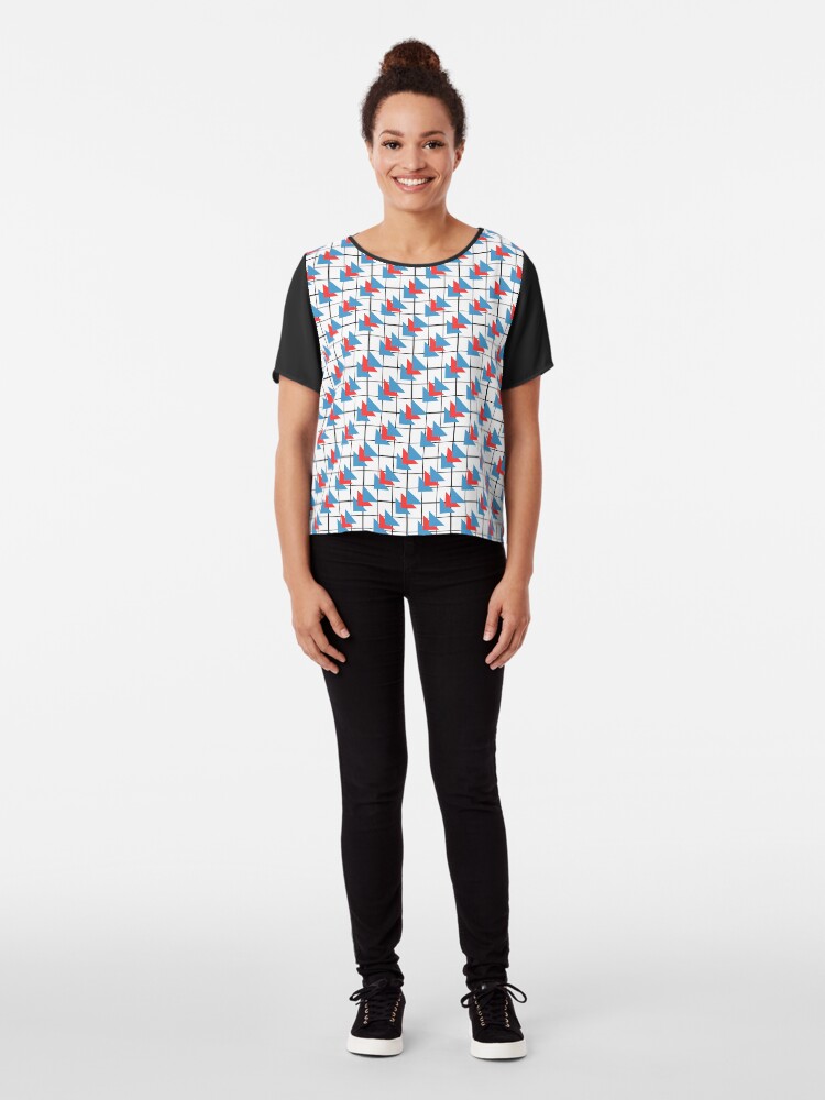 Alternate view of Modern Geometric Pattern - Colorful Triangles Chiffon Top