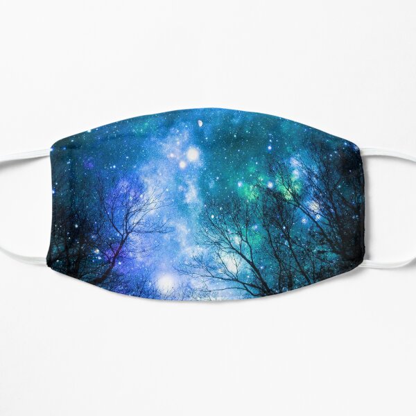 Black Trees Blue Teal Space Flat Mask
