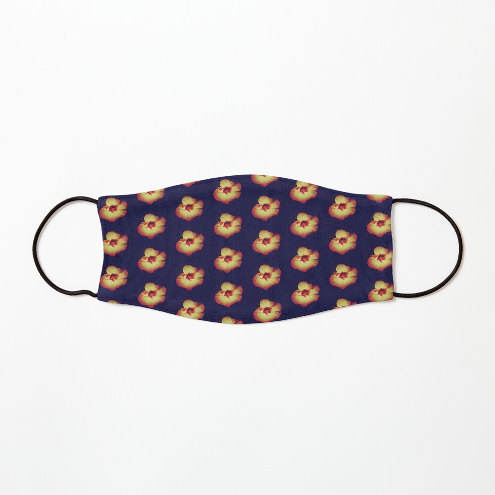 Floral Gift - Single Hibiscus Black Orange and Beige Design Mask