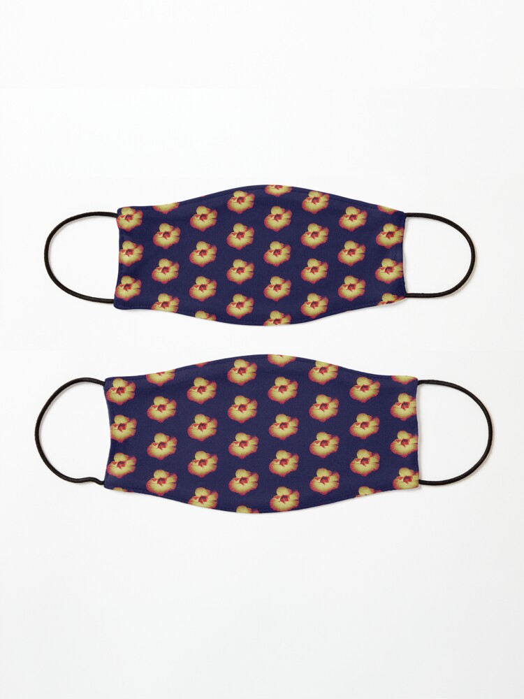 Alternate view of Floral Gift - Single Hibiscus Black Orange and Beige Design Mask