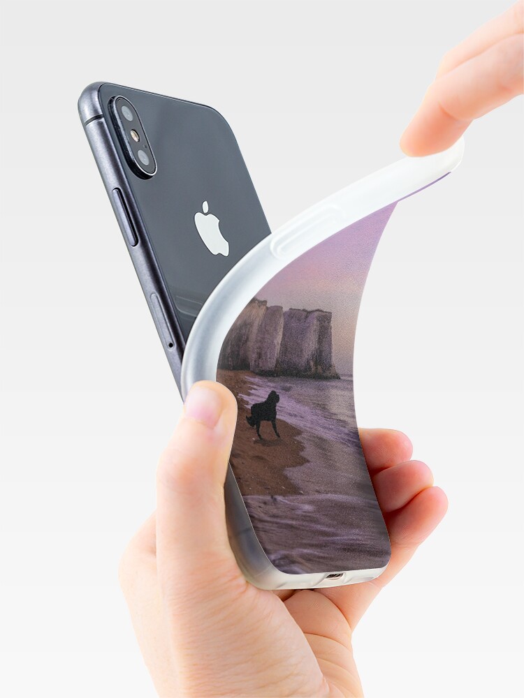 Alternate view of Newfoundland dog at Sunset on the Beach iPhone Case & Cover