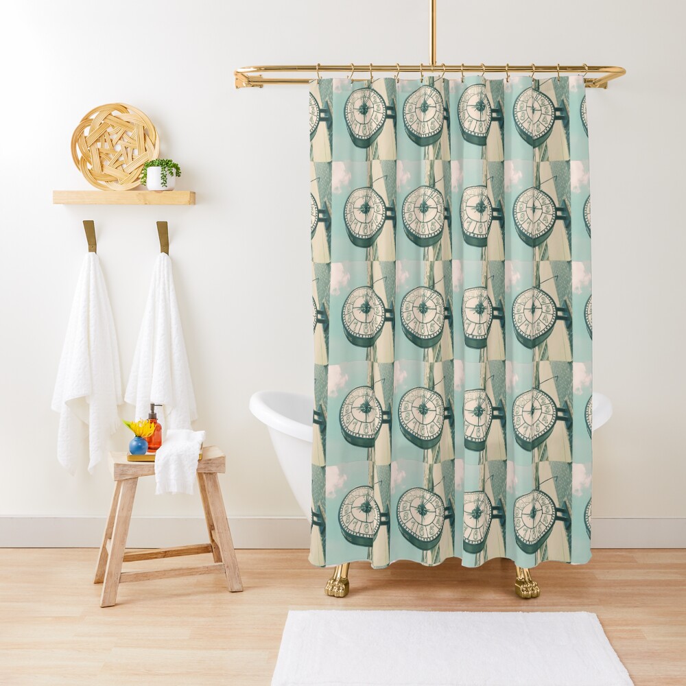 Time after Time - Clock and Compass Photography Shower Curtain