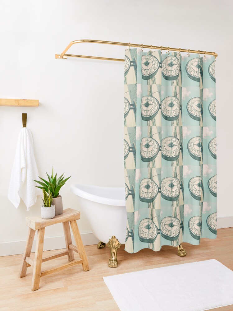 Alternate view of Time after Time - Clock and Compass Photography Shower Curtain