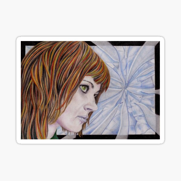 Fracture: Original colour pencil drawing by Dean Sidwell Sticker