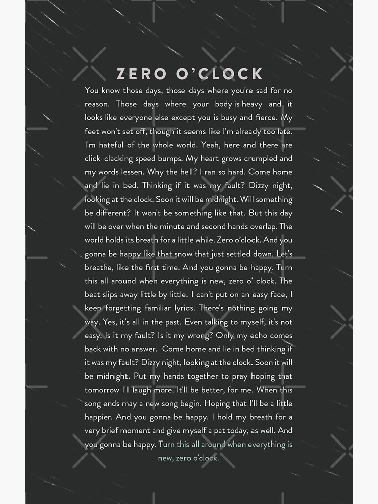 "BTS Zero O'Clock Lyrics" Sticker by imgoodimdone Redbubble