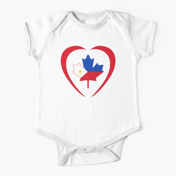 Filipino Canadian Multinational Patriot Flag Series (Heart) Short Sleeve Baby One-Piece