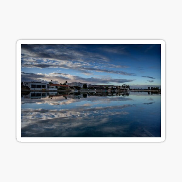 Reflective clouds on the water at Delfin Island West Lakes Sticker