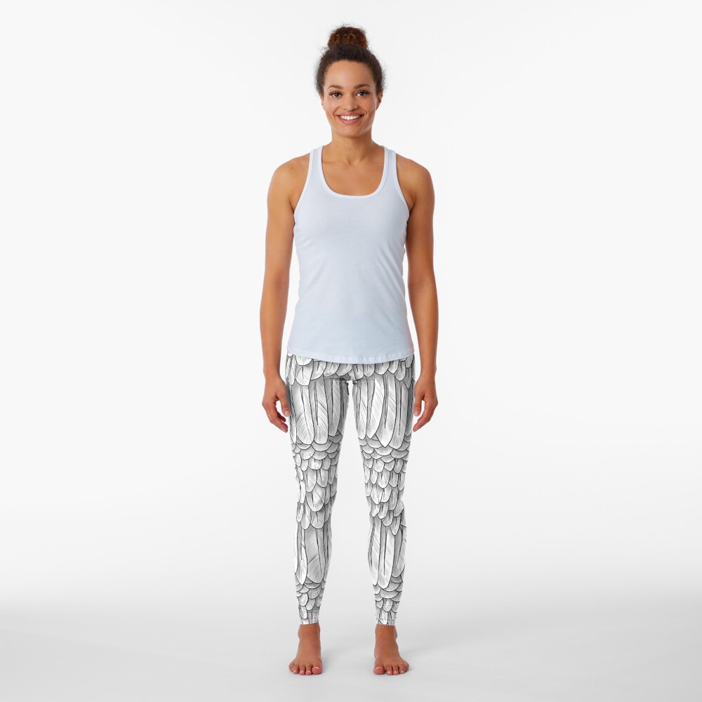 White Feather Mantle Leggings