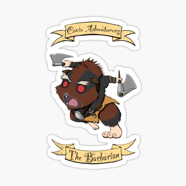 Cavie Adventurers - The Barbarian Sticker