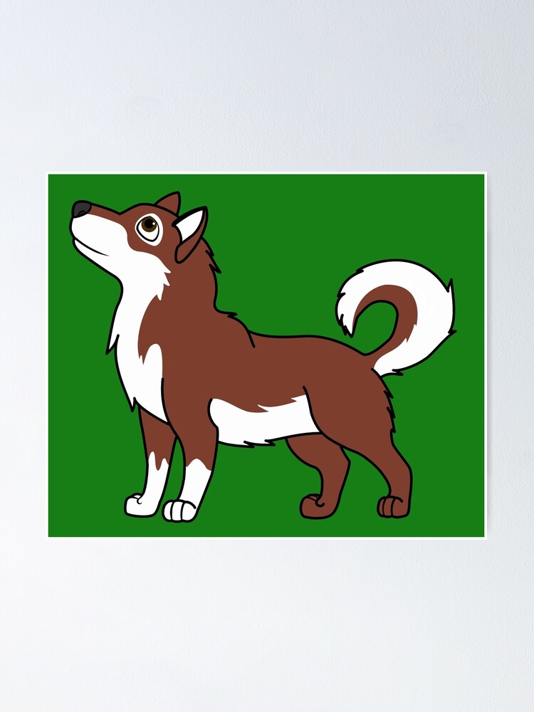 White Red Alaskan Malamute with Curled Tail Poster