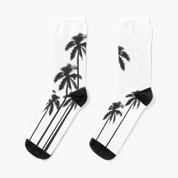 Black and White Exotic Tropical Palm Trees Socks