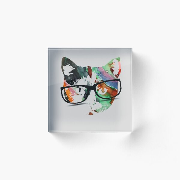 Hipster calico kitty cat Acrylic Block