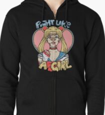 Sailor Moon- Fight Like a Girl Zipped Hoodie