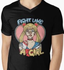 Sailor Moon- Fight Like a Girl Men's V-Neck T-Shirt