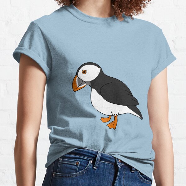 Black & White Puffin Bird with Orange Feet Classic T-Shirt