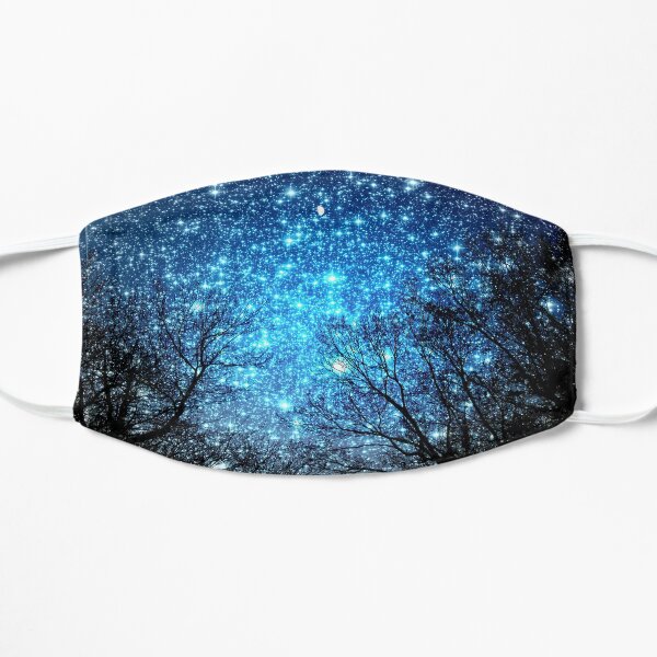 Black Trees Sparkle Blue Space Flat Mask
