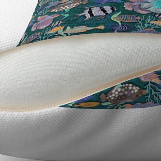 Alternate view of Aqua green fish tank pattern Floor Pillow