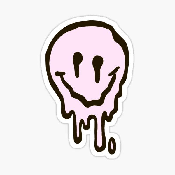 Drippy Light Pink Smiley Face Sticker By Paisleyf1 Redbubble
